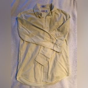 Izod boys 10/12 button down shirt.  Pale yellow. Cotton and polyester